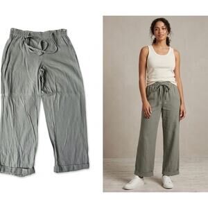 Versona Sage Green Linen Blend Paperbag Waist Pants Small